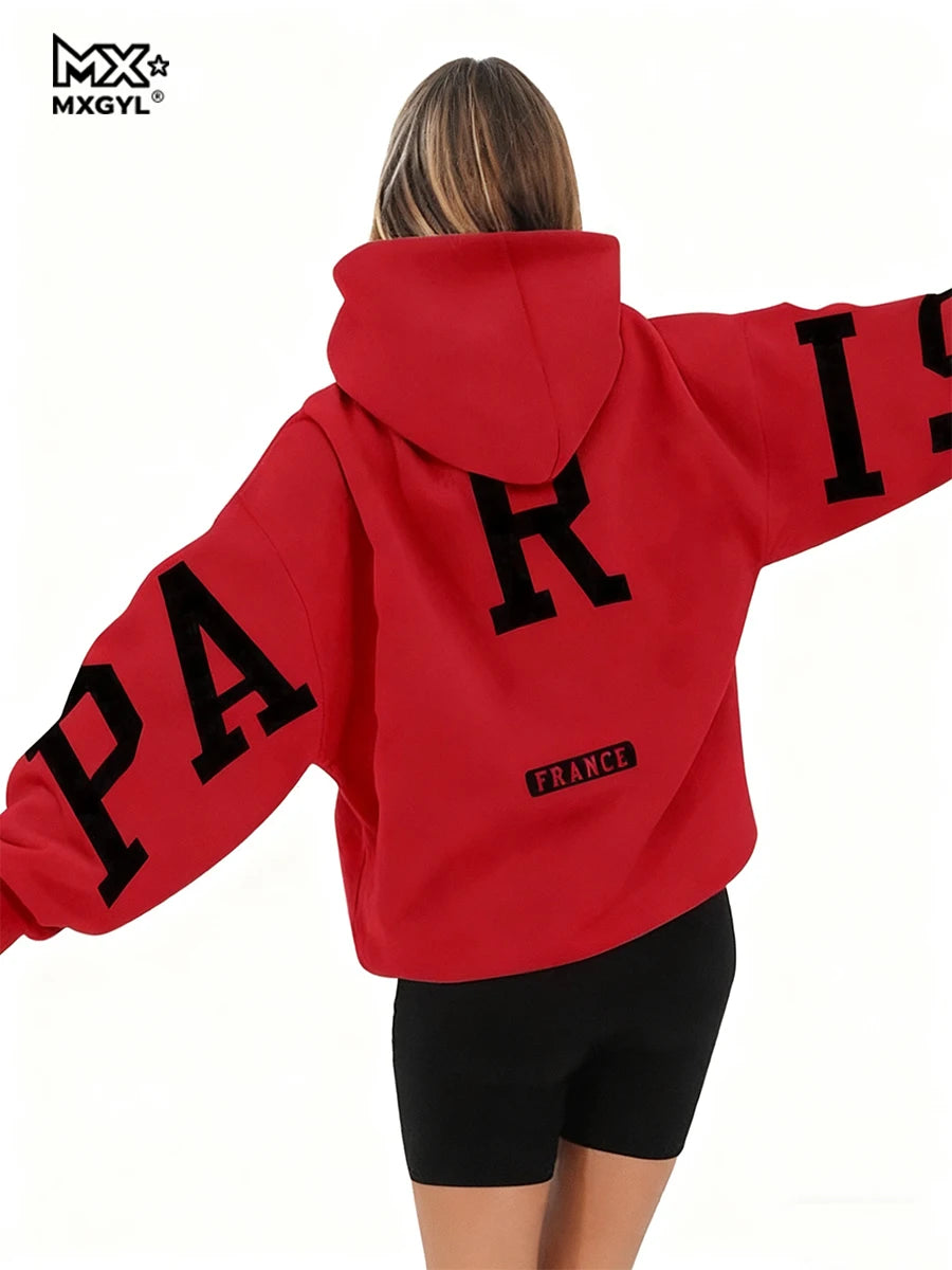 Loose Casual Pullover Hoodie Sweatshirt Coat Printed Letter Pattern High Street