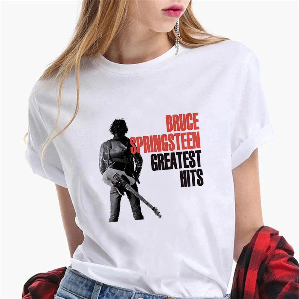 Bruce Springsteen t shirt women Japanese summer top female y2k comic graphic clothing