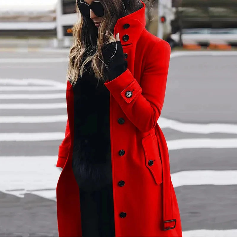 Slim Fit Large Coat Single Breasted Stand Collar Trench Overcoats