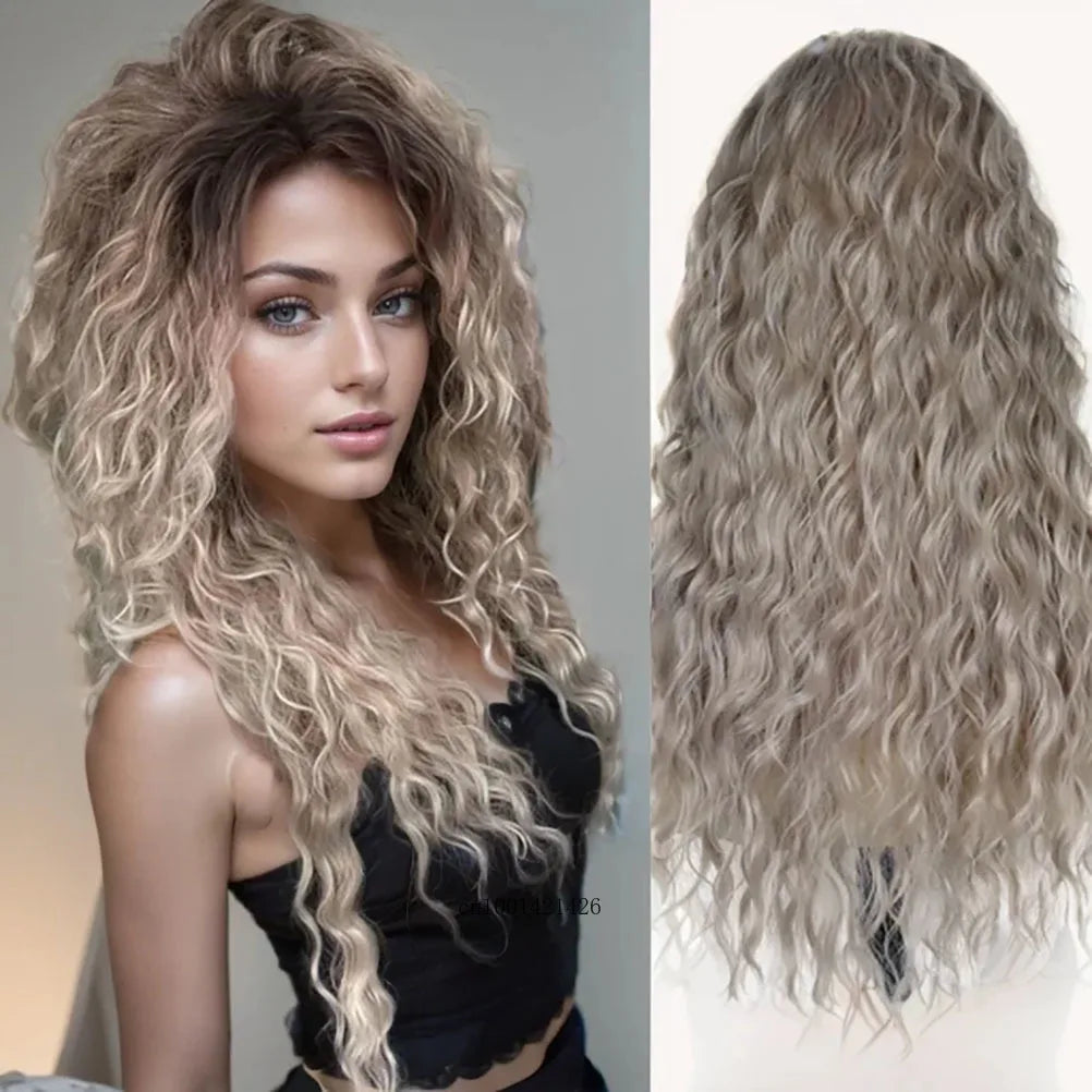 Wig Synthetic Long Curly Hair Wigs for Women Fluffy Wave Ombre
