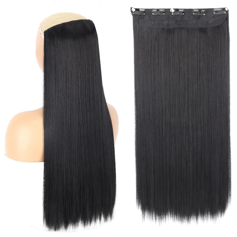 MERISIHAIR Synthetic 5 Clip In Hair Extensions Long Straight Hairstyle Hairpiece Black Brown Blonde 80CM Fake Hair