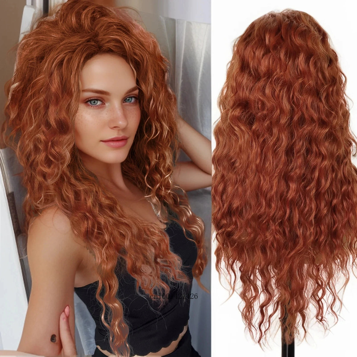 Wig Synthetic Long Curly Hair Wigs for Women Fluffy Wave Ombre