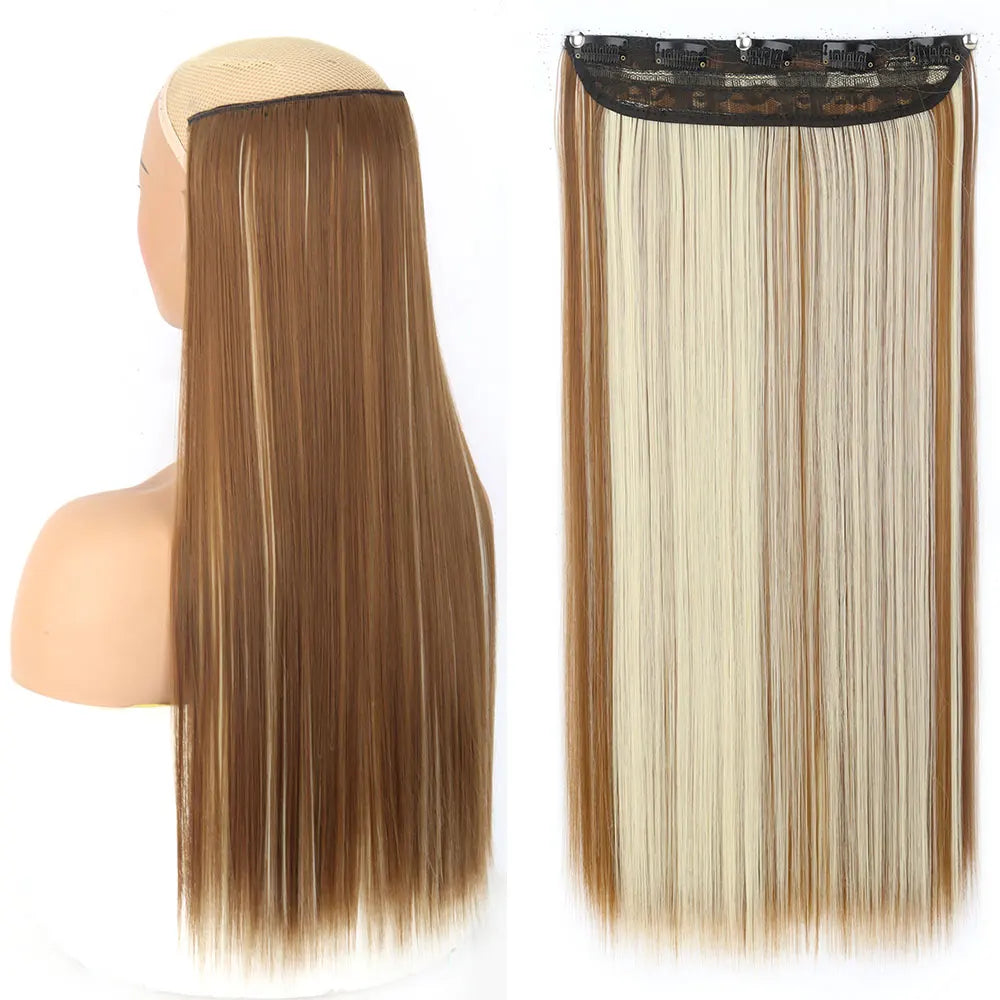 MERISIHAIR Synthetic 5 Clip In Hair Extensions Long Straight Hairstyle Hairpiece Black Brown Blonde 80CM Fake Hair