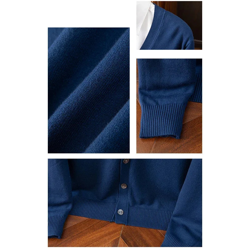Sweater Cardigan Business Casual Classic V-neck Solid Color