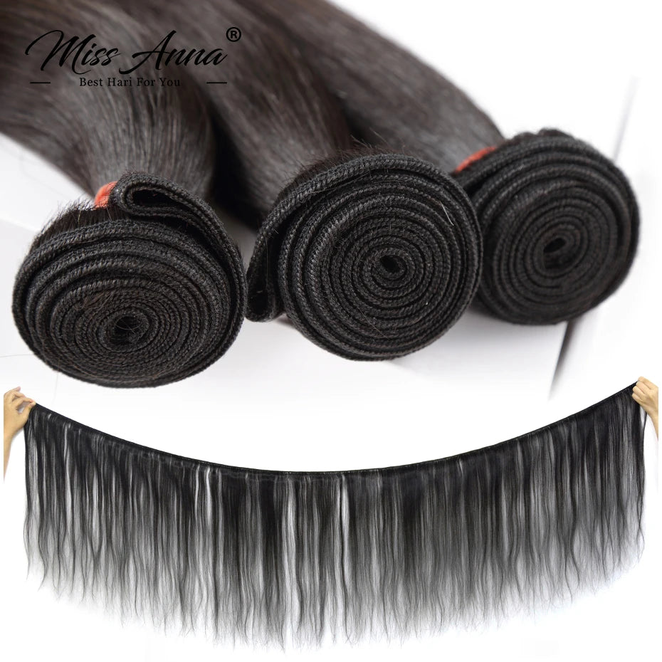 Missanna 12-40 Inch Bundles Straight Human Hair Brazilian Hair Bundles Weaves Straight Soft Human Hair Bundles Hair Extensions
