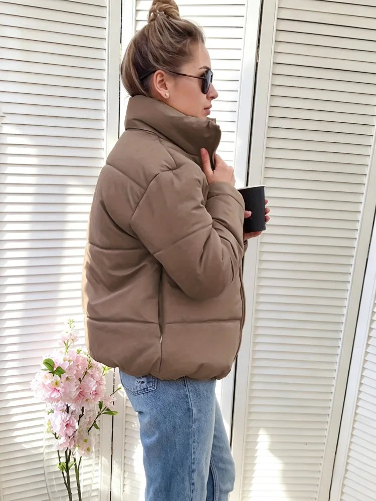 Winter Puffer Jacket Women Solid Autumn Short Coat Cotton