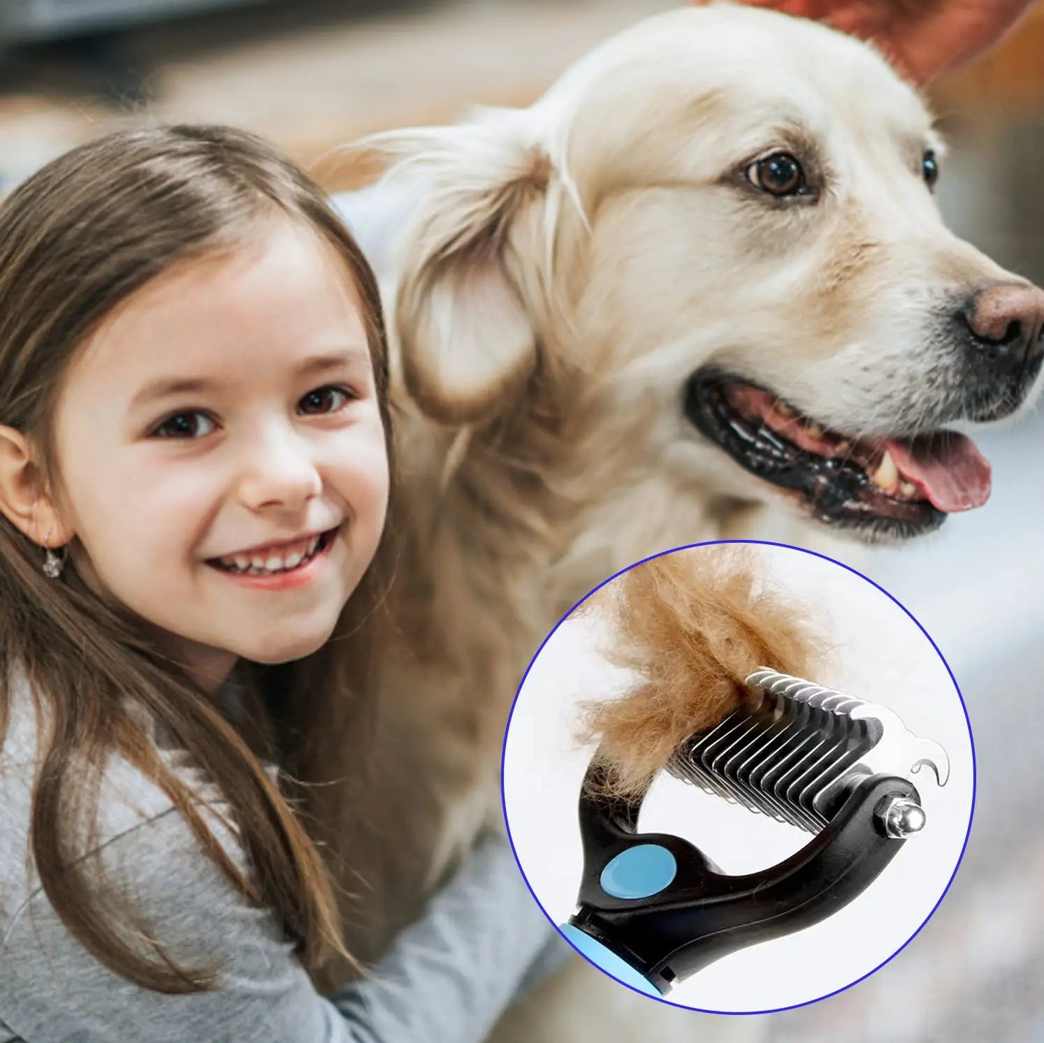 Professional Pet Deshedding Brush Dog Hair Remover Pet Fur Knot Cutter Puppy Cat