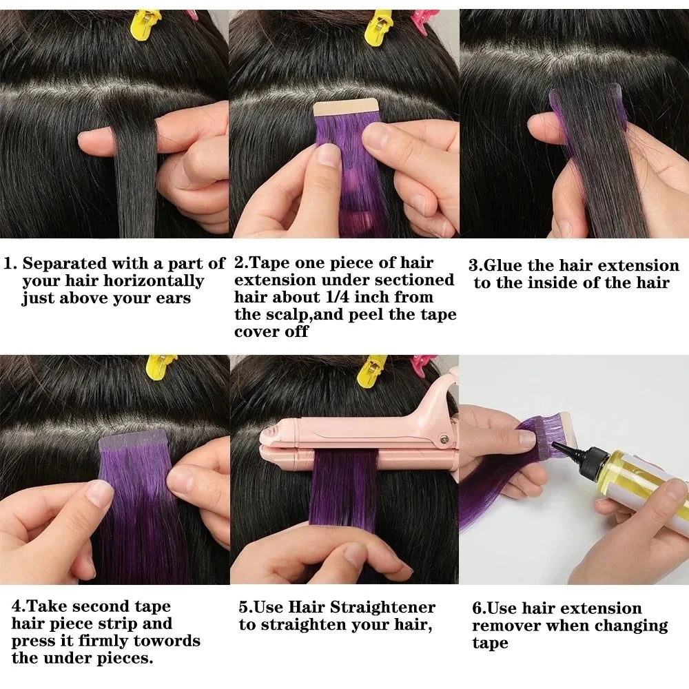 Tape In Hair Extensions 100% Human Hair 12"-24" Adhesive Replaceable Seamless Skin Weft Tape 20/40pcs Straight Hair For Women