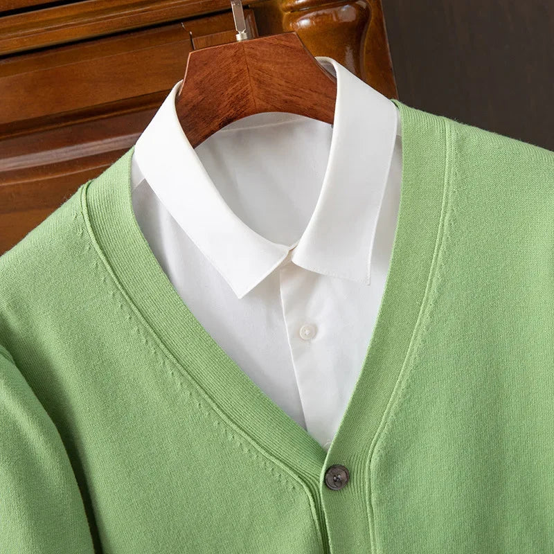 Sweater Cardigan Business Casual Classic V-neck Solid Color