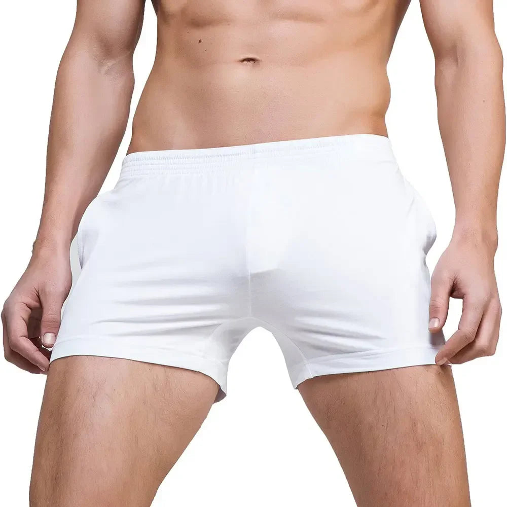 Men's Running Workout Active Shorts Cotton Gym Training Lounge Sleep Bottoms Elastic Waist Casual Pajama Pocket Jogger Home Wear