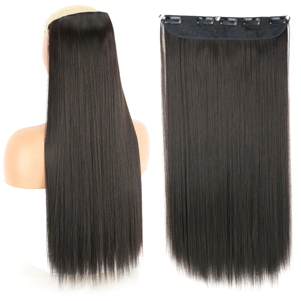 MERISIHAIR Synthetic 5 Clip In Hair Extensions Long Straight Hairstyle Hairpiece Black Brown Blonde 80CM Fake Hair
