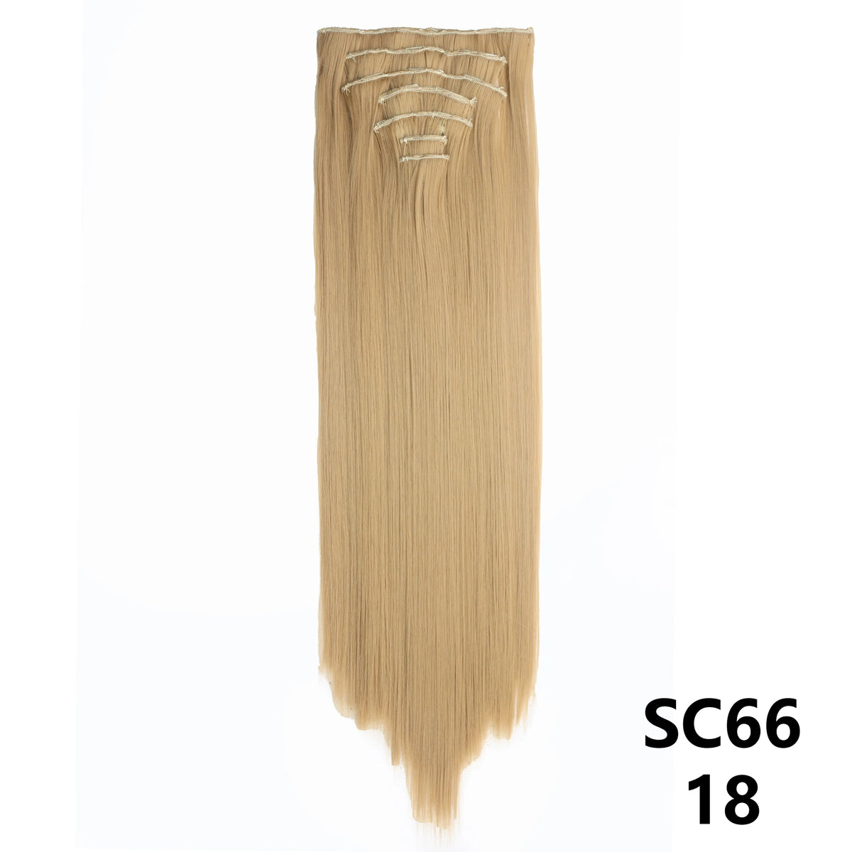 Long Straight Synthetic 16 Clips In Hair Extensions 7Pcs/Set High Temperature Fiber Black Brown Blonde Hairpiece For Women