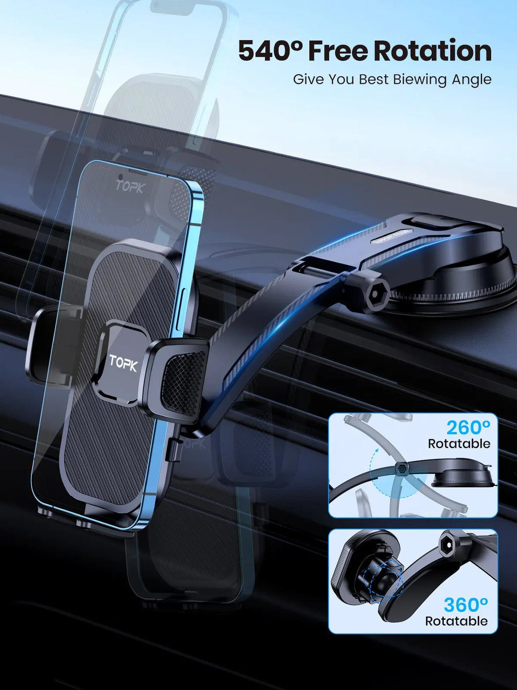 TOPK Car Phone Holder Gravity Stand for iPhone Xiaomi Samsung Car Mobile Support