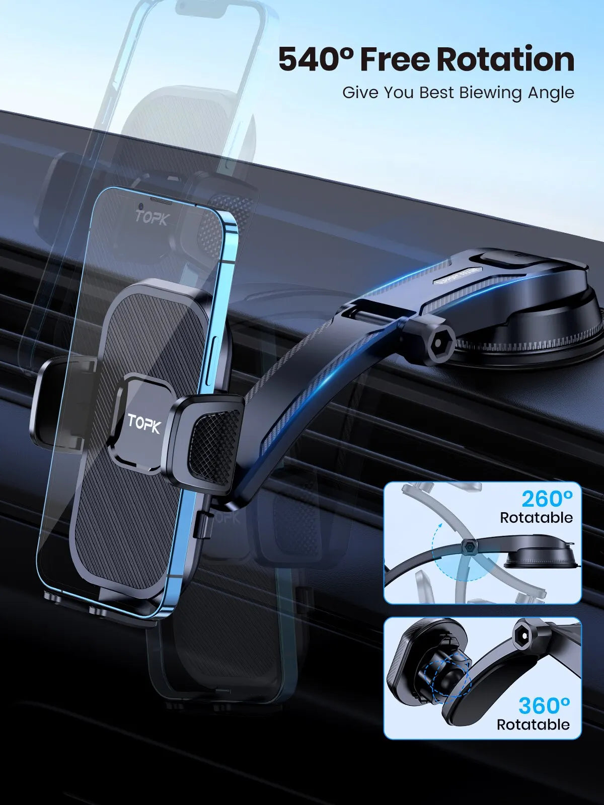 TOPK Car Phone Holder Gravity Stand for iPhone Xiaomi Samsung Car Mobile Support