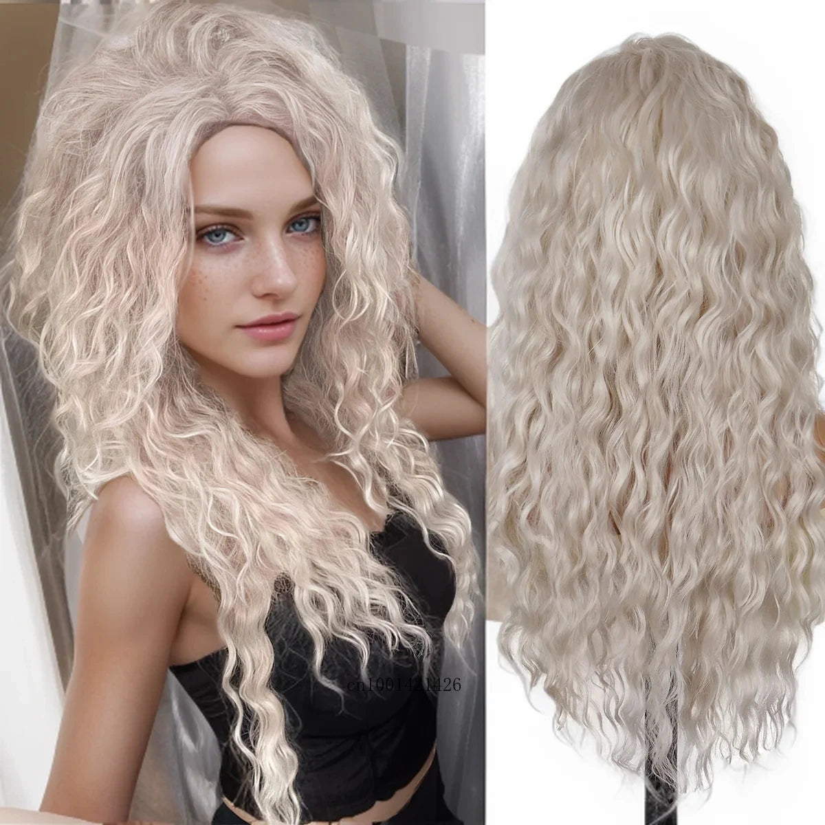 Wig Synthetic Long Curly Hair Wigs for Women Fluffy Wave Ombre