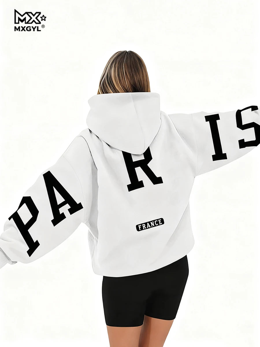 Loose Casual Pullover Hoodie Sweatshirt Coat Printed Letter Pattern High Street