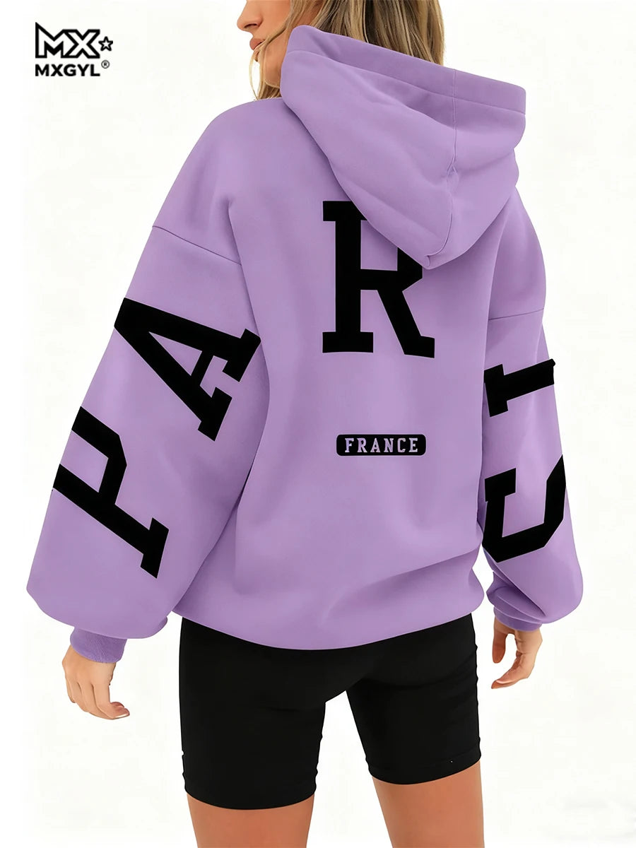 Loose Casual Pullover Hoodie Sweatshirt Coat Printed Letter Pattern High Street