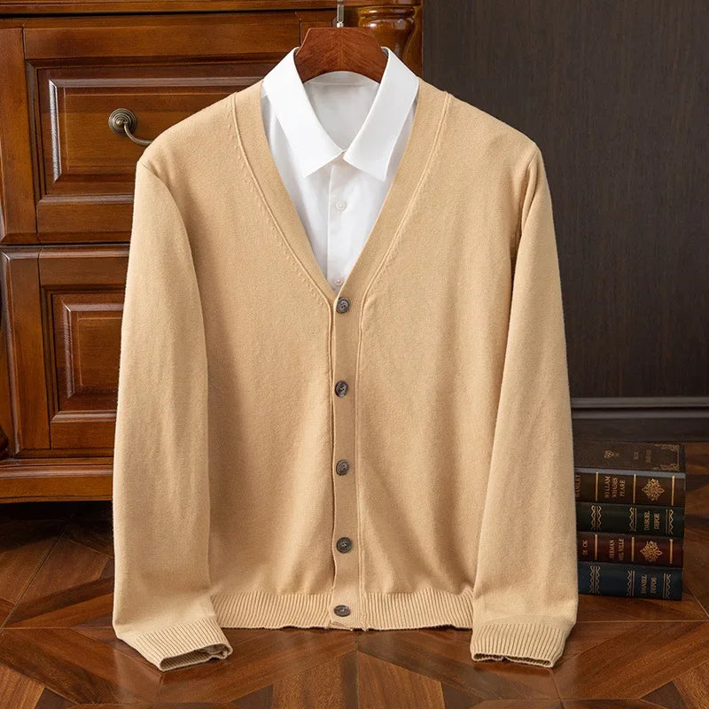 Sweater Cardigan Business Casual Classic V-neck Solid Color