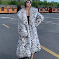 Women's winter imitation fox fur young leopard-print fur coat long