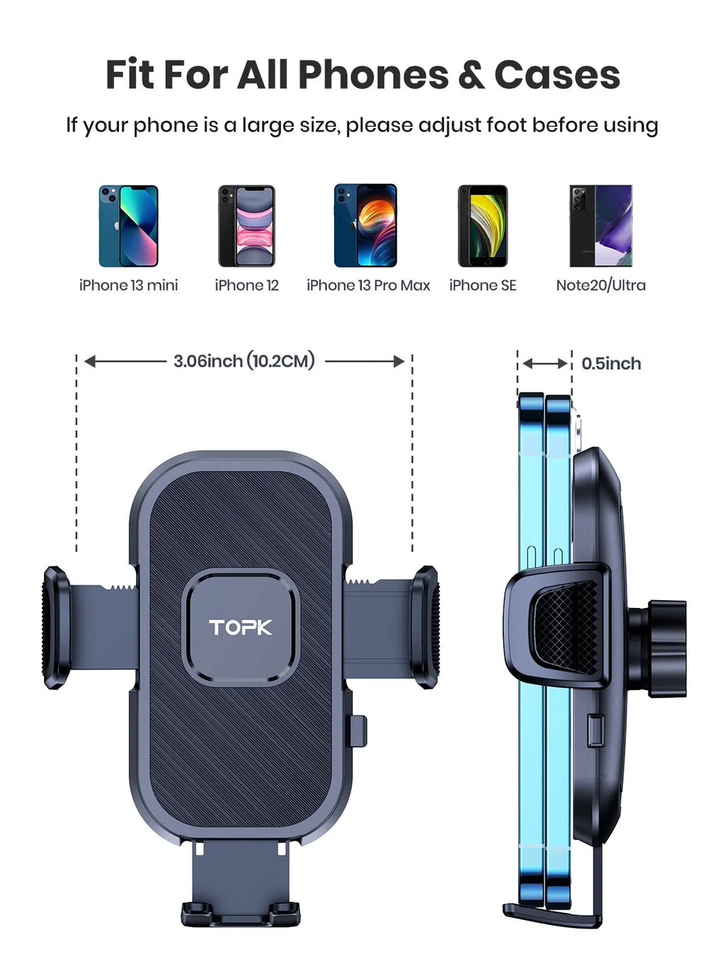 TOPK Car Phone Holder Gravity Stand for iPhone Xiaomi Samsung Car Mobile Support