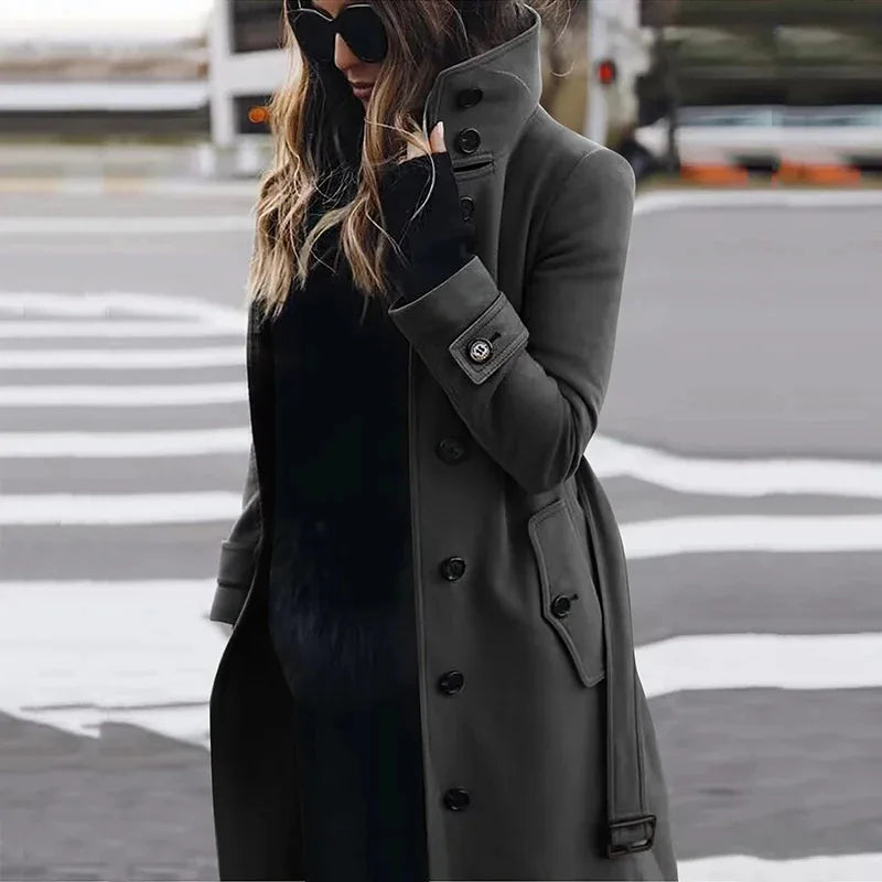 Slim Fit Large Coat Single Breasted Stand Collar Trench Overcoats