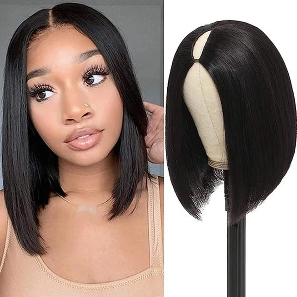 Straight Short Bob V Part Wigs Human Hair