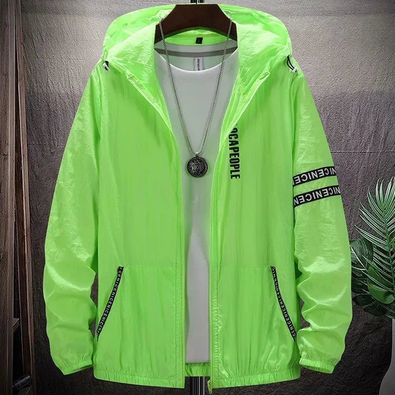 Coats Men Ultra Light UV Sun Protection Big Size Hooded Windbreaker