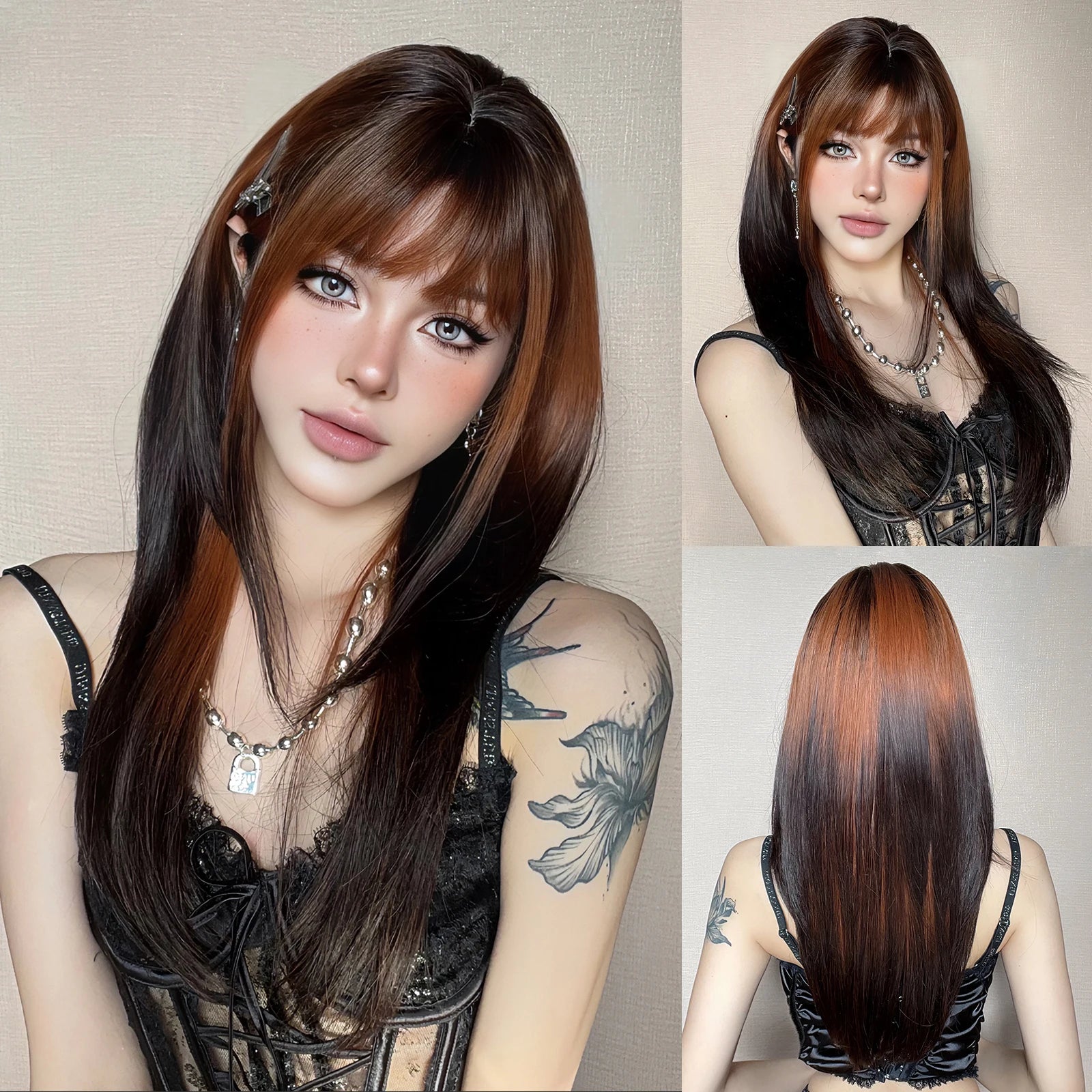 Light Blonde Golden Hair Long Silky Straight Synthetic Wig