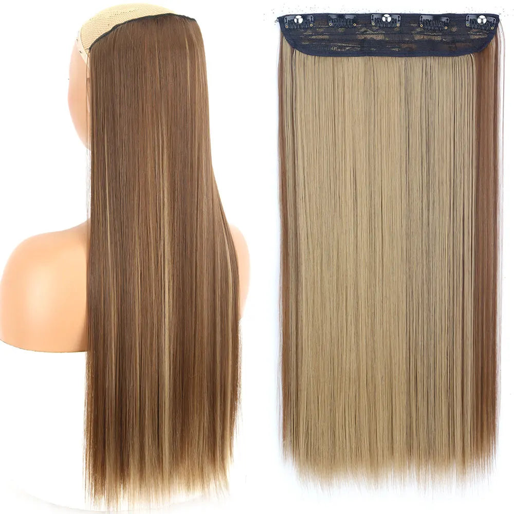 MERISIHAIR Synthetic 5 Clip In Hair Extensions Long Straight Hairstyle Hairpiece Black Brown Blonde 80CM Fake Hair