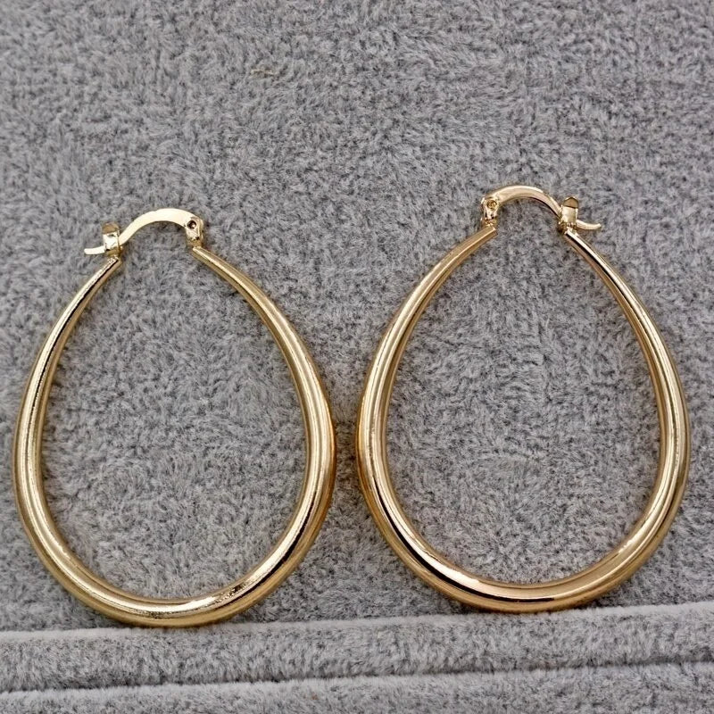 Shine Gold Color Women Earrings Fashion Smooth Hoop Earrings