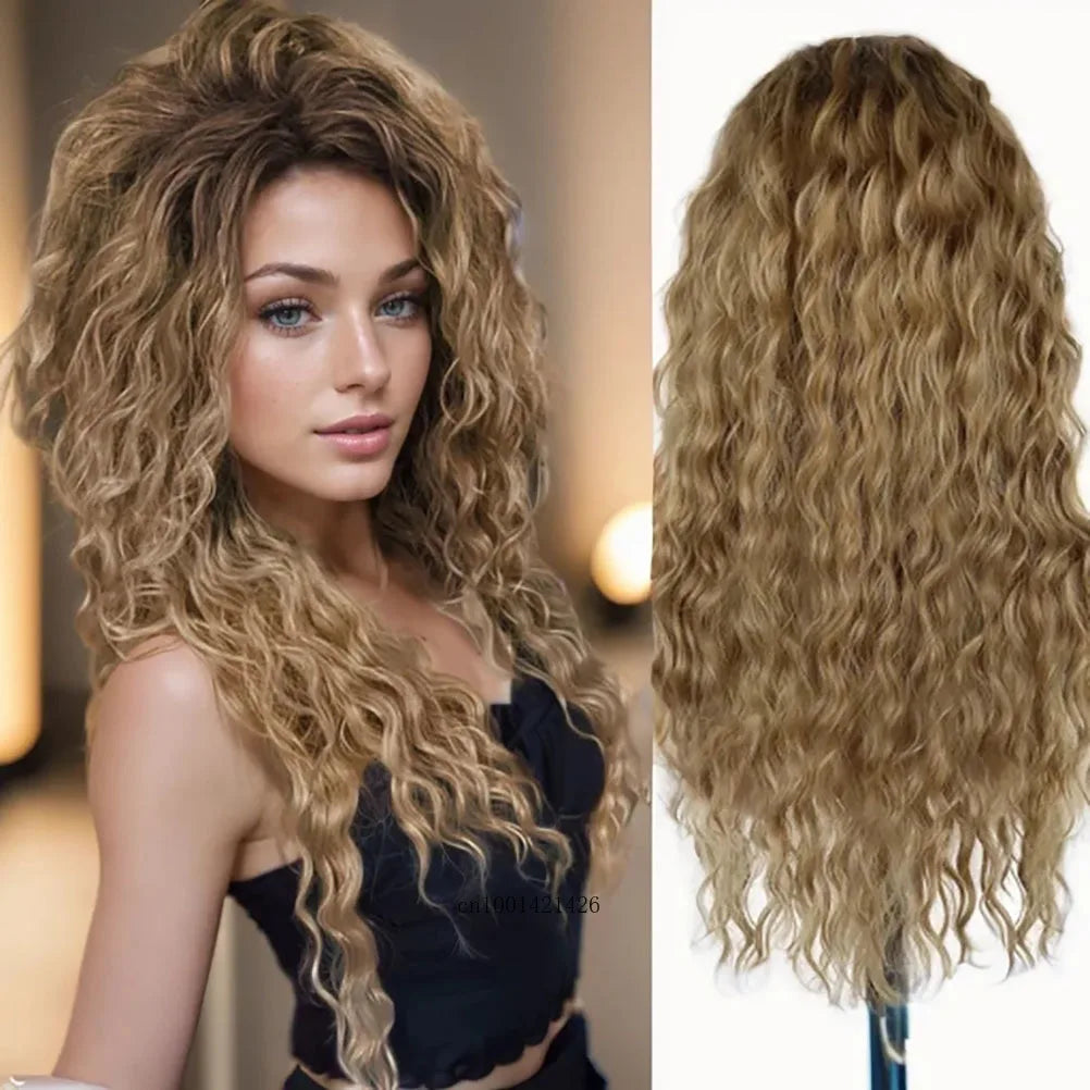 Wig Synthetic Long Curly Hair Wigs for Women Fluffy Wave Ombre
