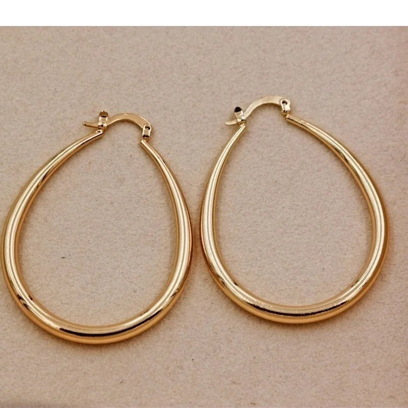Shine Gold Color Women Earrings Fashion Smooth Hoop Earrings