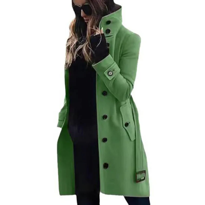 Slim Fit Large Coat Single Breasted Stand Collar Trench Overcoats