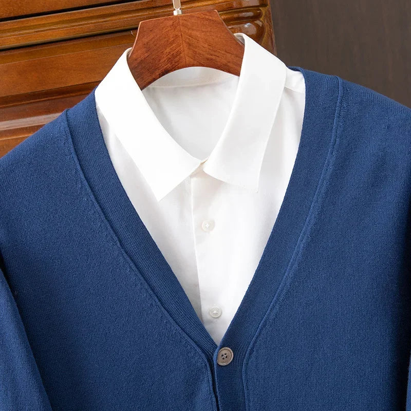 Sweater Cardigan Business Casual Classic V-neck Solid Color