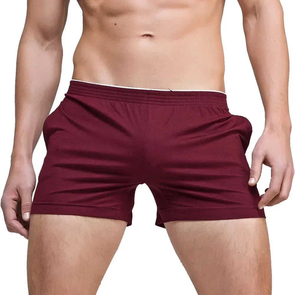 Men's Running Workout Active Shorts Cotton Gym Training Lounge Sleep Bottoms Elastic Waist Casual Pajama Pocket Jogger Home Wear