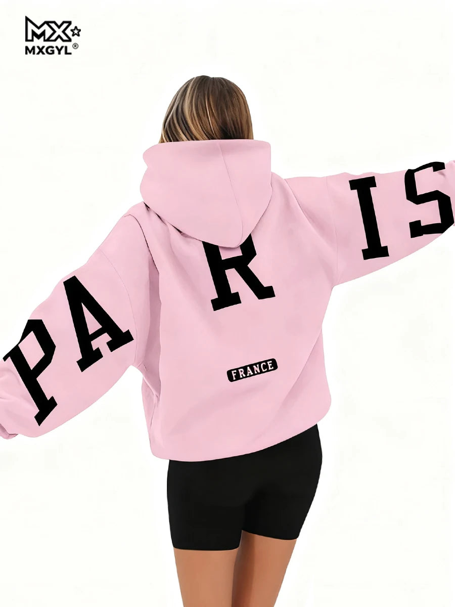Loose Casual Pullover Hoodie Sweatshirt Coat Printed Letter Pattern High Street