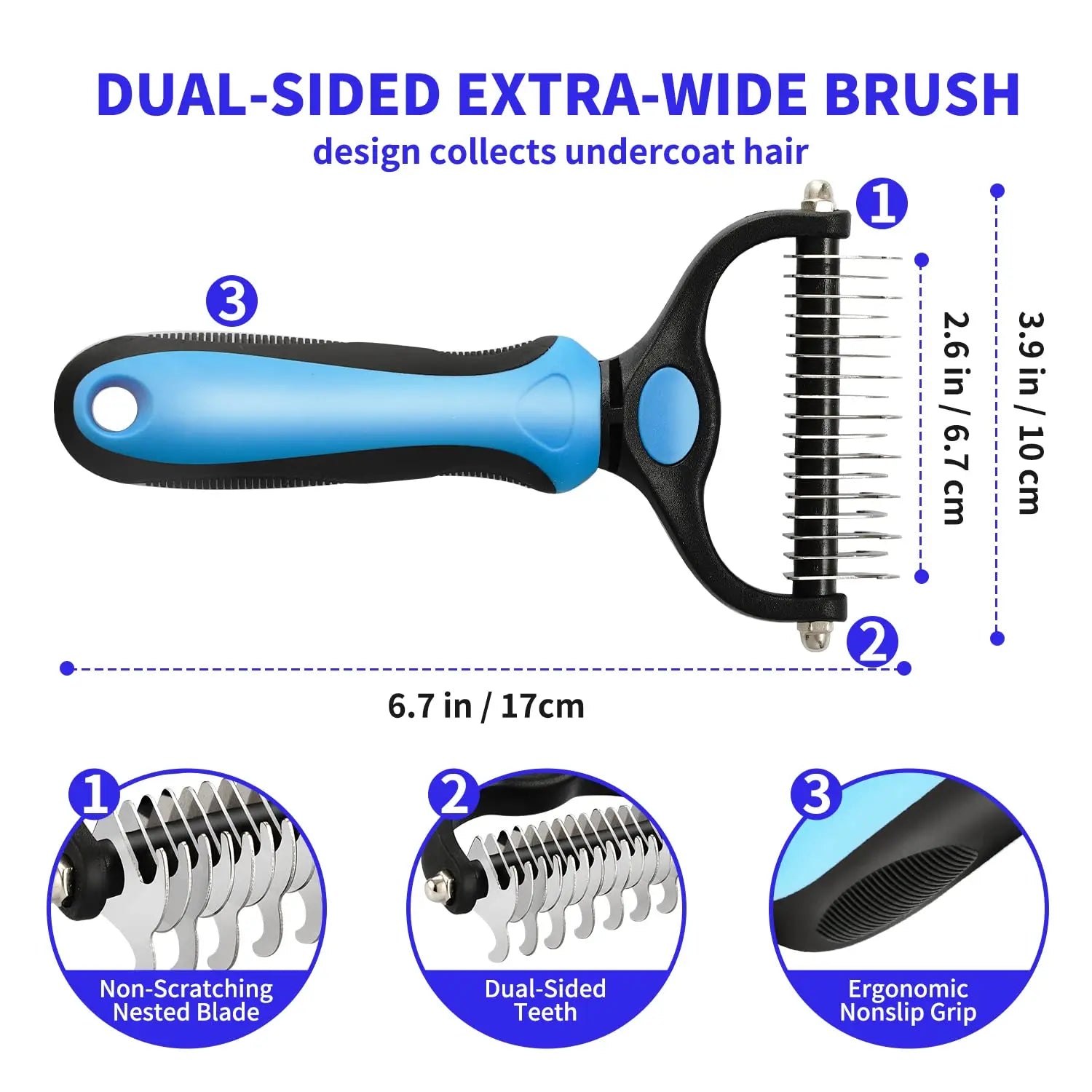 Professional Pet Deshedding Brush Dog Hair Remover Pet Fur Knot Cutter Puppy Cat
