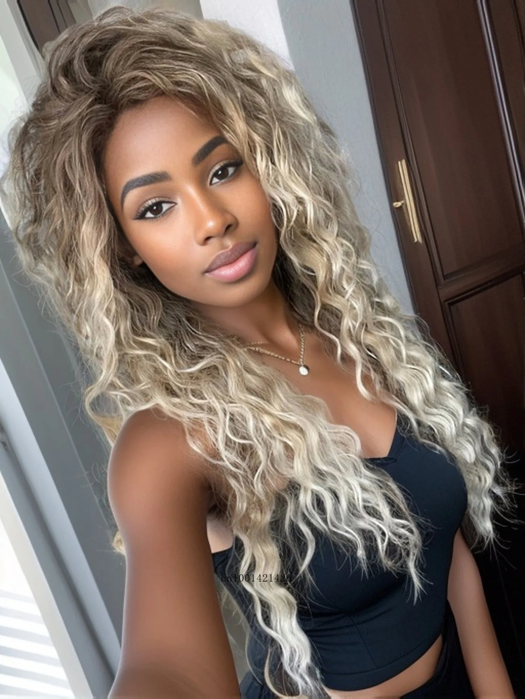 New Ash Blonde Wig Synthetic Long Curly Hair Wigs for Women Fluffy Wave Ombre Wig Costume Carnival Party Regular Cur Wig 26 Inch