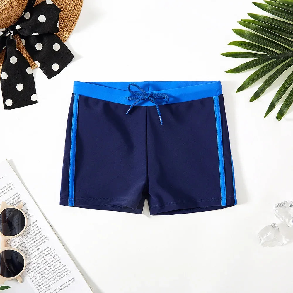 New 2024 Boys Trunks 4-12 Years Swimming Trunks For Boys Blue Children's Swimwear Kids Trunks Bathing Suit