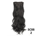 Long Straight Synthetic 16 Clips In Hair Extensions 7Pcs/Set High Temperature Fiber Black Brown Blonde Hairpiece For Women