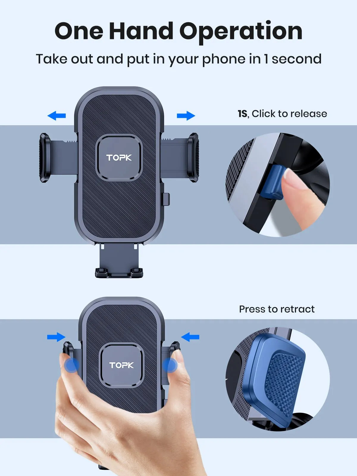 TOPK Car Phone Holder Gravity Stand for iPhone Xiaomi Samsung Car Mobile Support