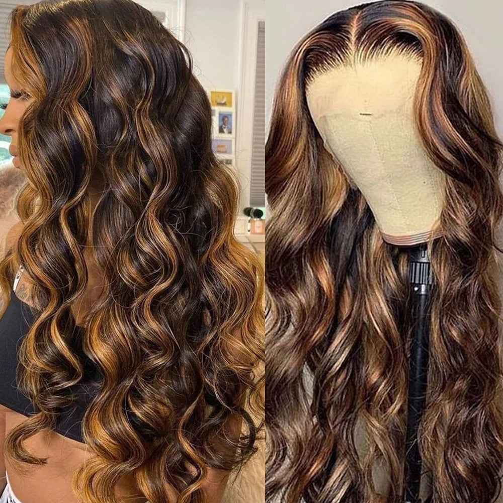 Body Wave Highlight Wig 100% Human Hair Wigs 13x6 HD