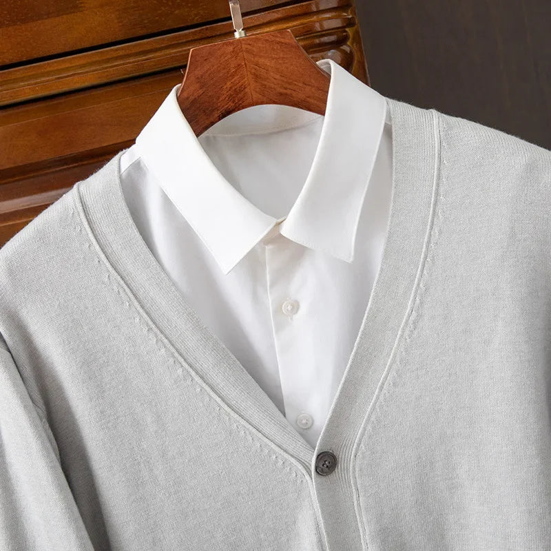 Sweater Cardigan Business Casual Classic V-neck Solid Color