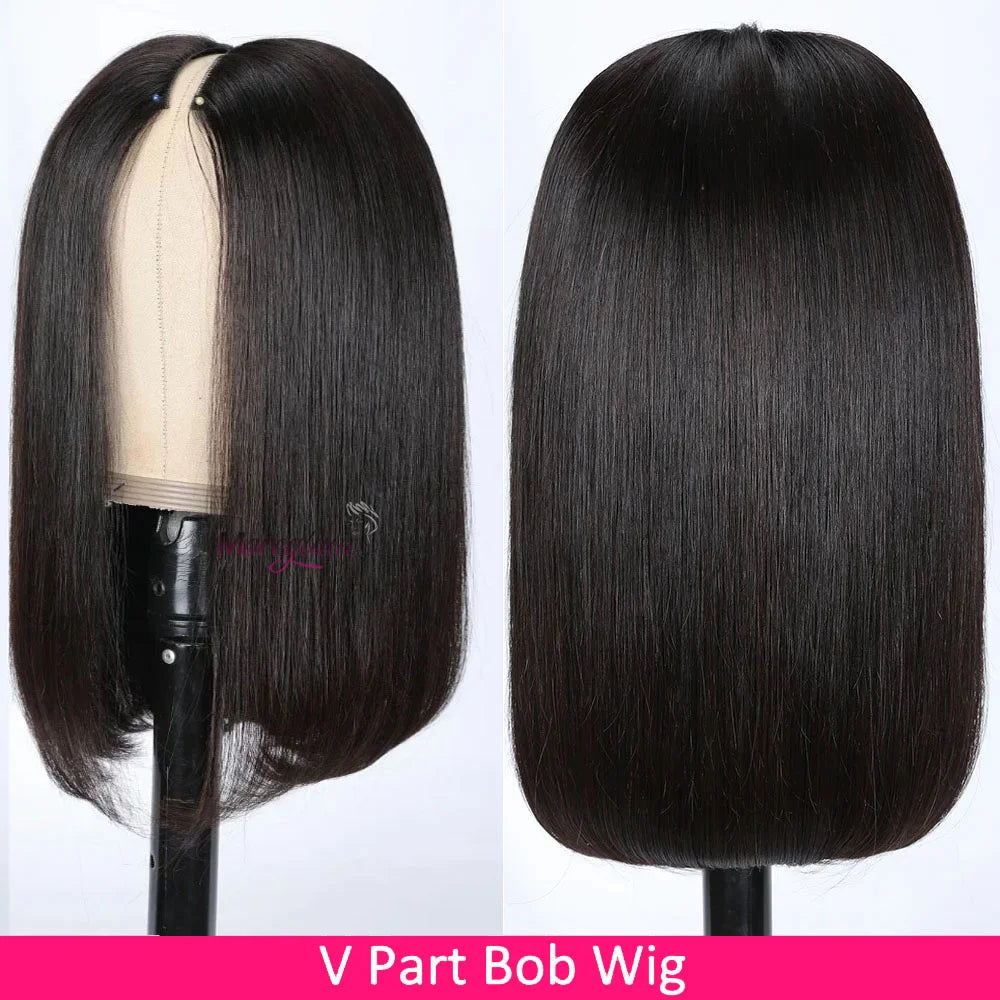 Straight Short Bob V Part Wigs Human Hair