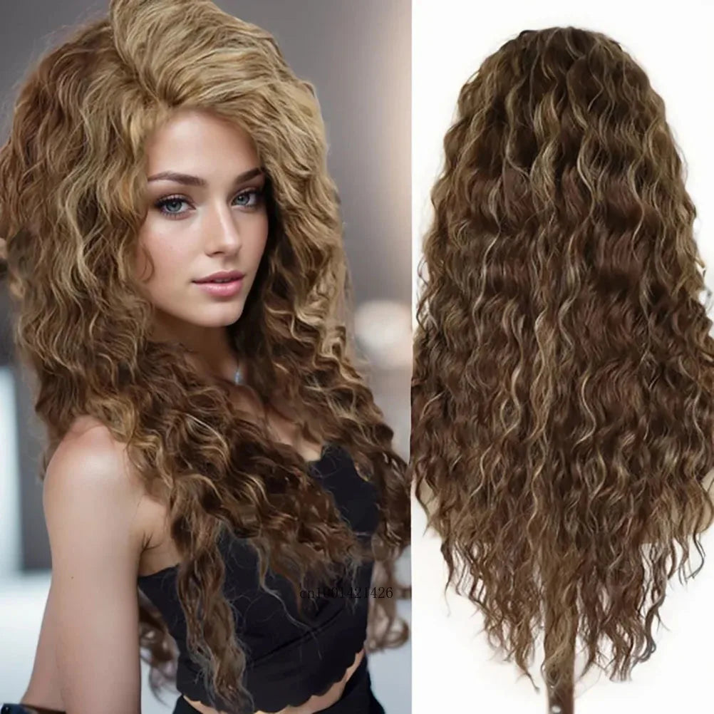 Wig Synthetic Long Curly Hair Wigs for Women Fluffy Wave Ombre