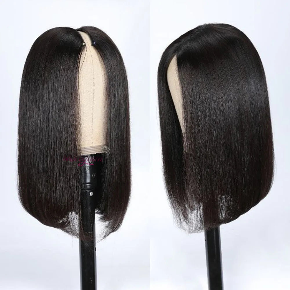 Straight Short Bob V Part Wigs Human Hair