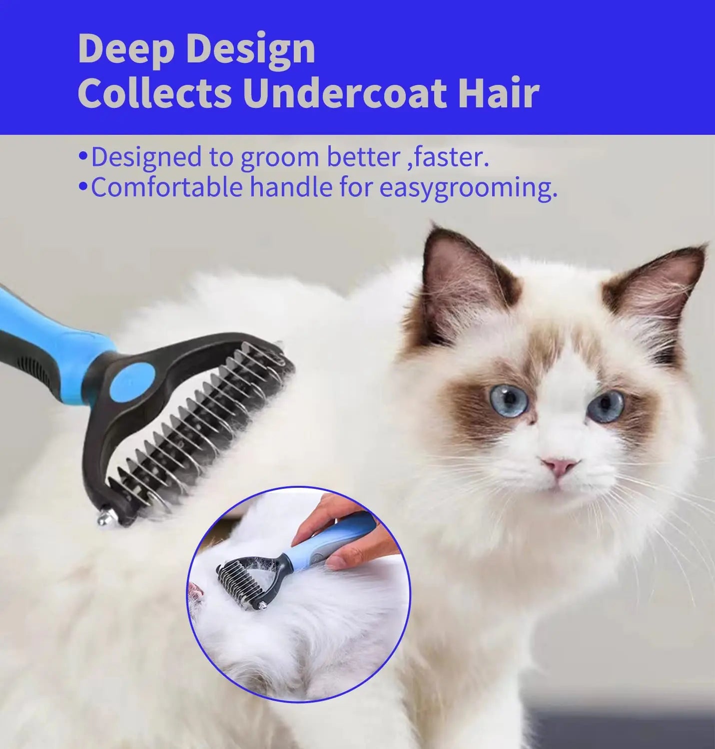 Professional Pet Deshedding Brush Dog Hair Remover Pet Fur Knot Cutter Puppy Cat