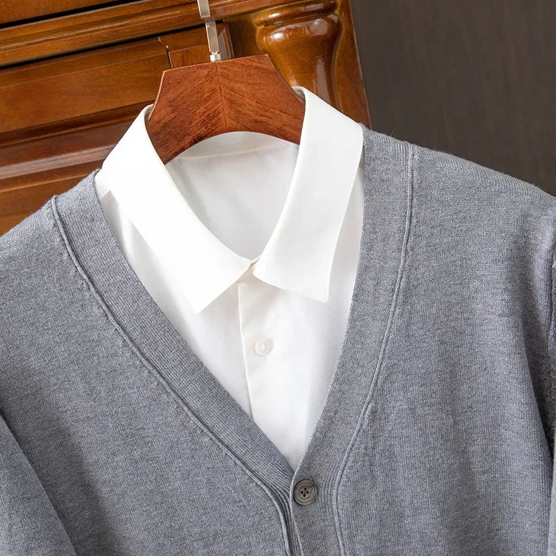 Sweater Cardigan Business Casual Classic V-neck Solid Color