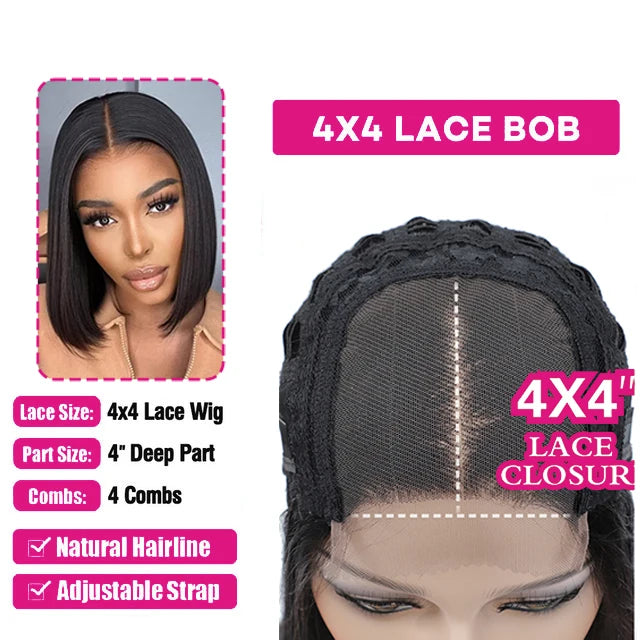 Short Bob Wig Straight 13x4 Lace Front Wig Human Hair