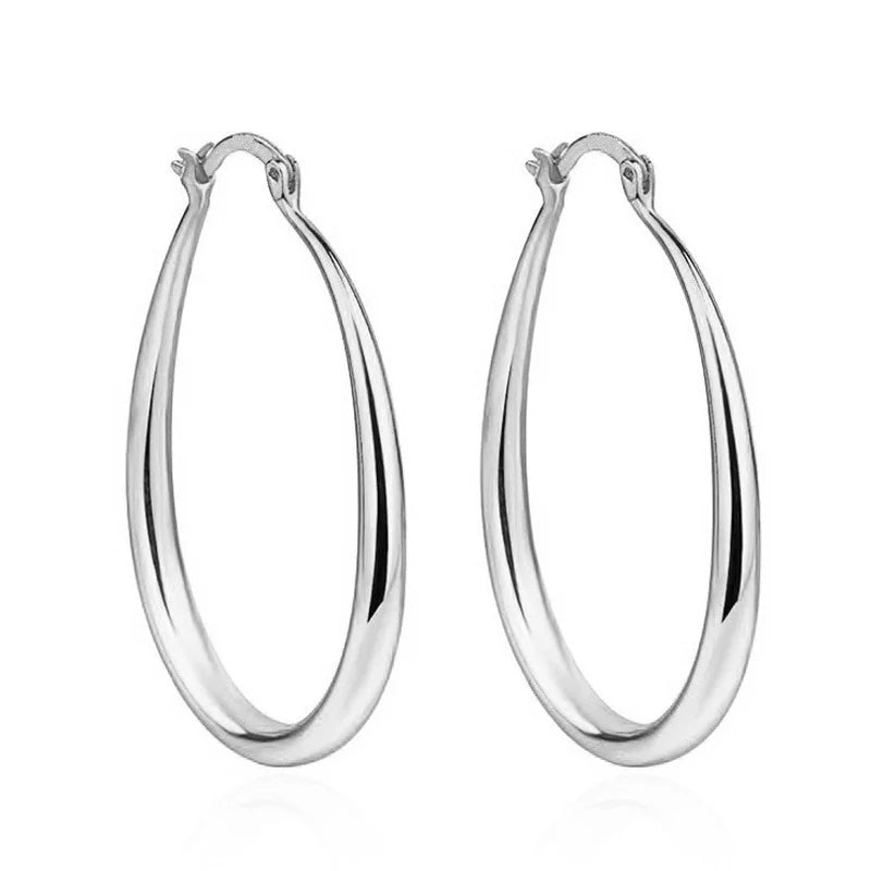 Shine Gold Color Women Earrings Fashion Smooth Hoop Earrings